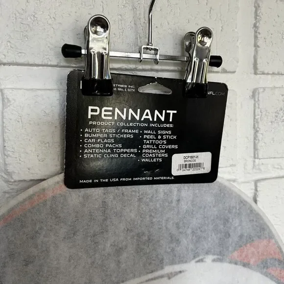 Denver Broncos Pennant Helmet Shape Large 16” X 13” New With Tags NFL - Picture 5 of 5